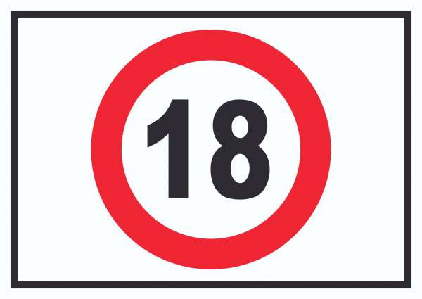 Zutritt ab 18 Jahre Symbol Schild