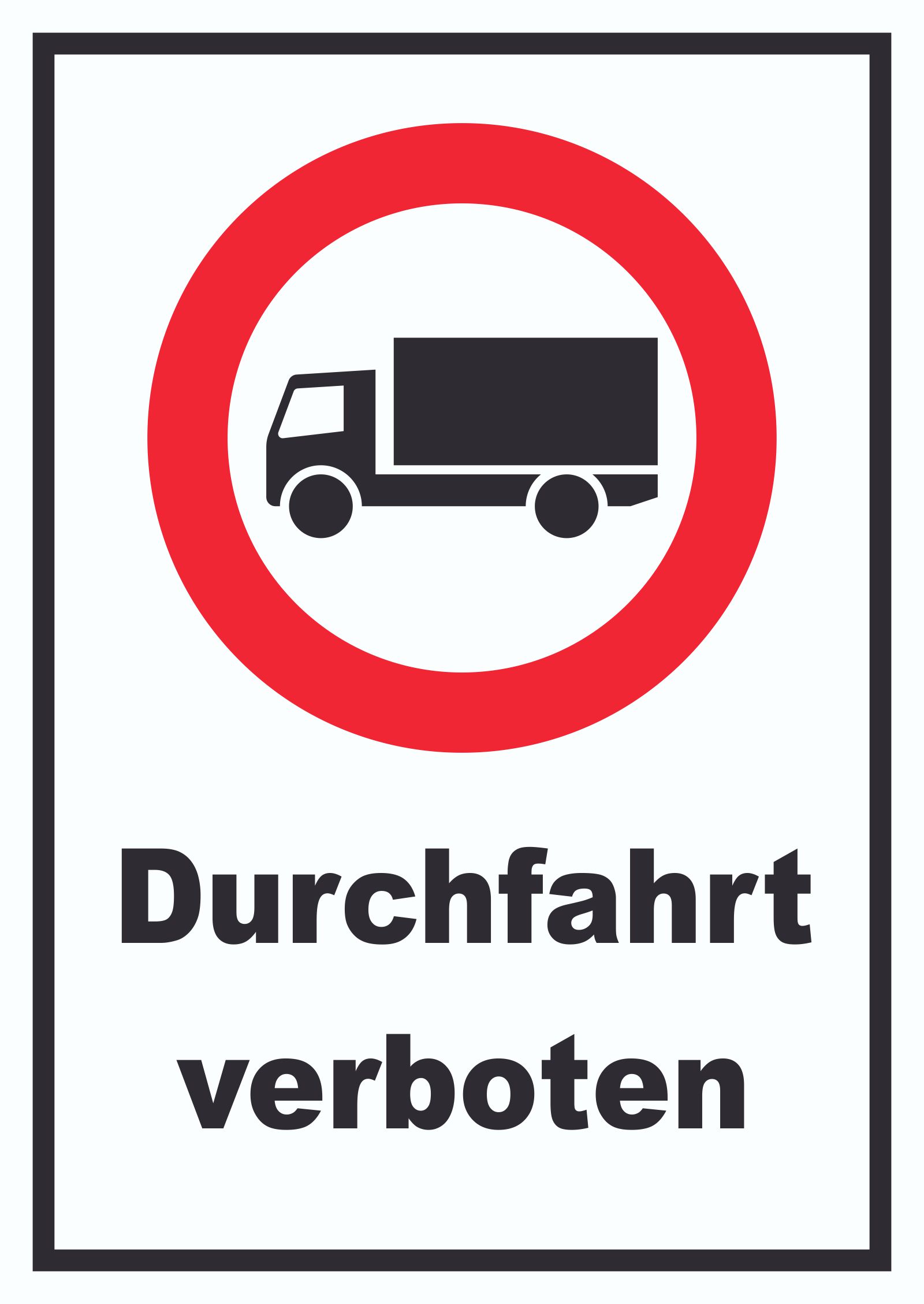 Durchfahrt verboten LKW Symbol Aufkleber 