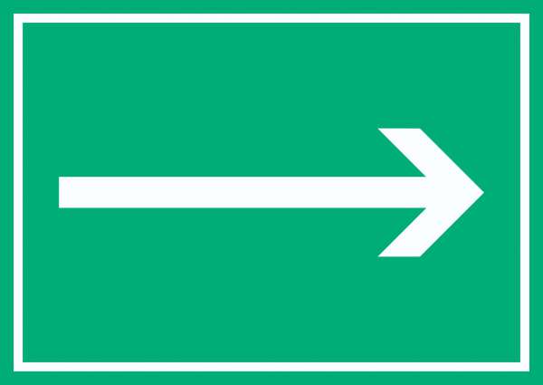 Richtungspfeil rechts Schild waagerecht weiss grün Pfeil