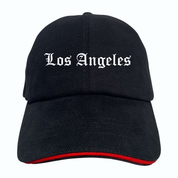 Los Angeles Cappy - Altdeutsch bedruckt - Schirmmütze - Schwarz-Rotes Cap