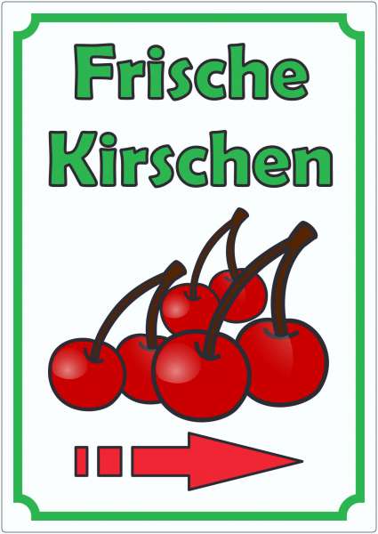 Frische Kirschen Aufkleber Hochkant mit Pfeil rechts