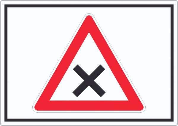Aufkleber Achtung Kreuzung Vorfahrt rechts Symbol