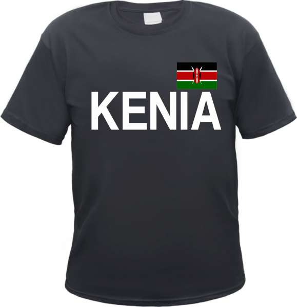 Kenia Herren T-Shirt - Blockschrift mit Flagge - Tee Shirt