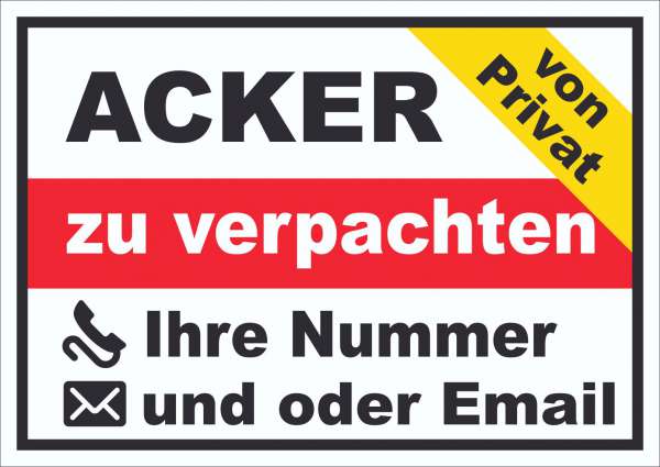 Acker zu verpachten von Privat Schild