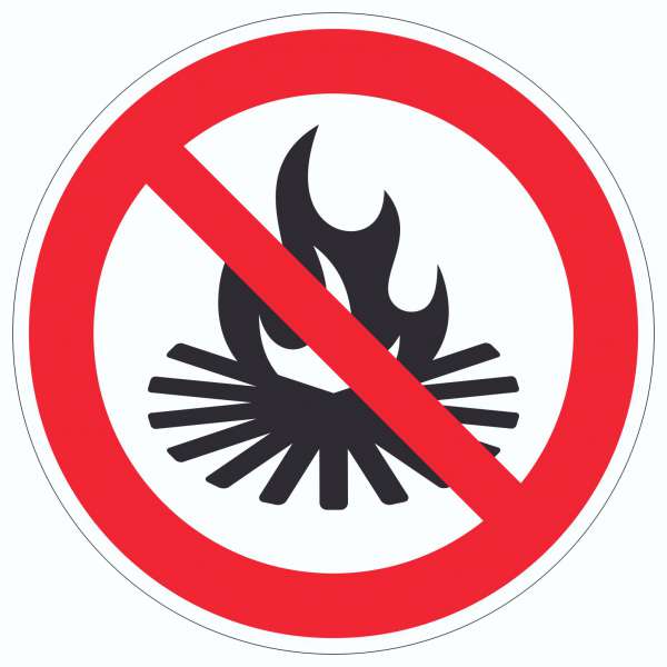 Lagerfeuer verboten Symbol Aufkleber Kreis