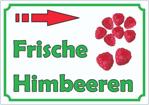 Werbeaufkleber Aufkleber Himbeeren mit Pfeil nach rechts