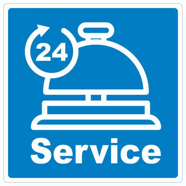 24H Service Aufkleber Quadrat