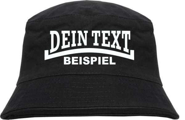 Individueller Fischerhut - schwarz - Linie - Bucket Hat mit Wunschtext bedruckt