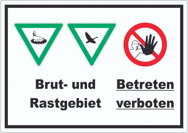 Brut- und Rastgebiet Betreten verboten Aufkleber