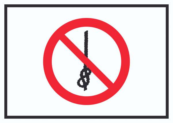 Knoten von Seilen verboten Symbol Schild