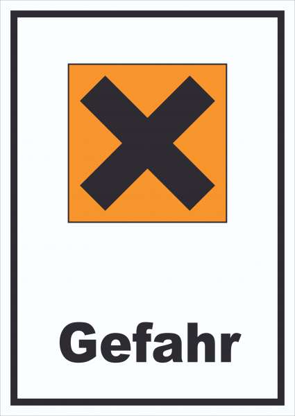 Schild Gefahrensymbol Gesundheitsschädlich Gefahr Kreuz hochkant