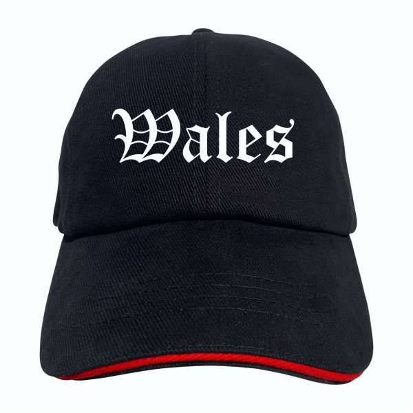 Wales Cappy - Altdeutsch bedruckt - Schirmmütze - Schwarz-Rotes Cap