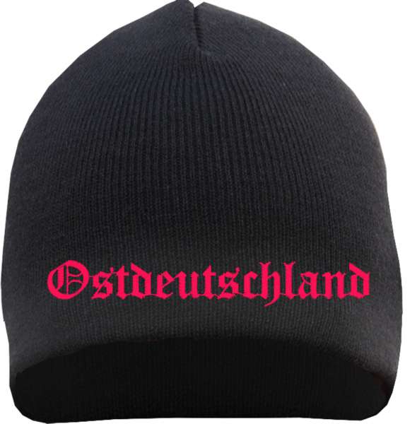 Ostdeutschland Beanie - Stickfarbe Pink - Bestickt Mütze Strickmütze Wintermütze