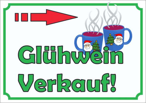 Glühwein Werbeaufkleber mit Pfeil nach rechts Aufkleber