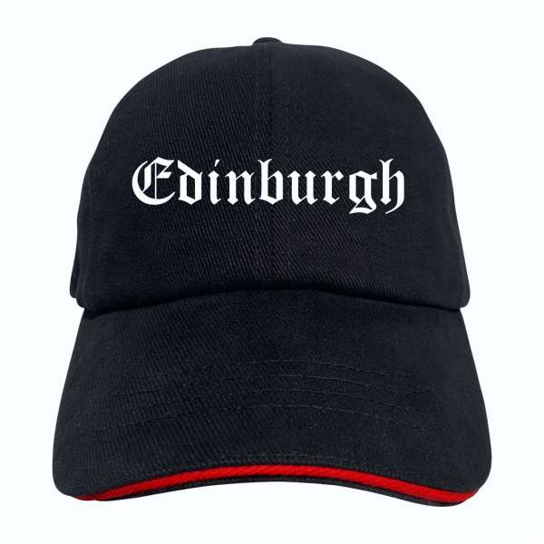 Edinburgh Cappy - Altdeutsch bedruckt - Schirmmütze - Schwarz-Rotes Cap