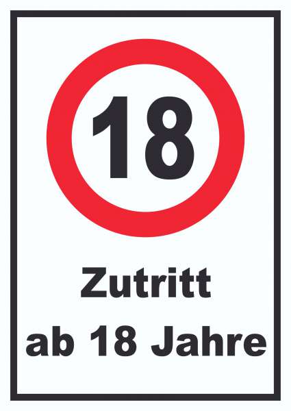 Zutritt ab 18 Jahre Schild