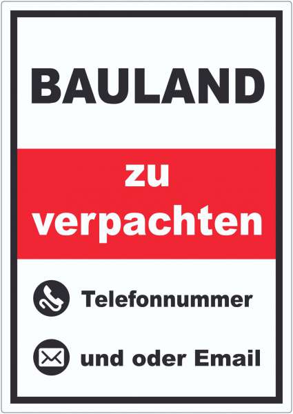 Bauland zu verpachten Aufkleber hochkant