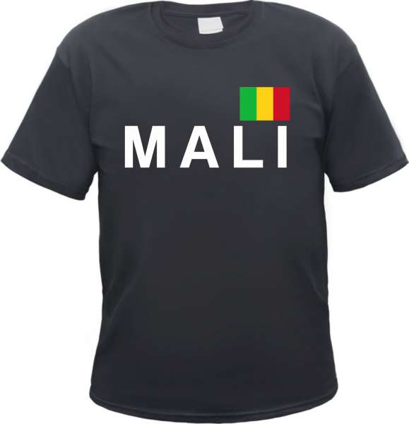 Mali Herren T-Shirt - Blockschrift mit Flagge - Tee Shirt