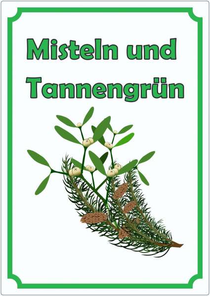 Misteln und Tannengrün Aufkleber Hochkant