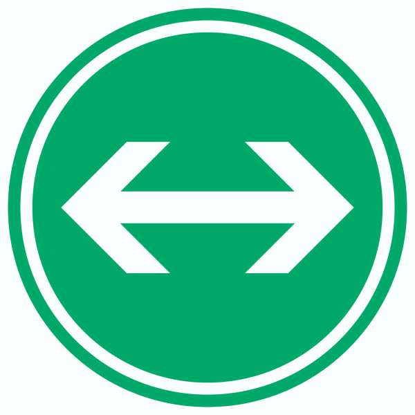 Richtungspfeil rechts links Aufkleber Kreis weiss grün Pfeil