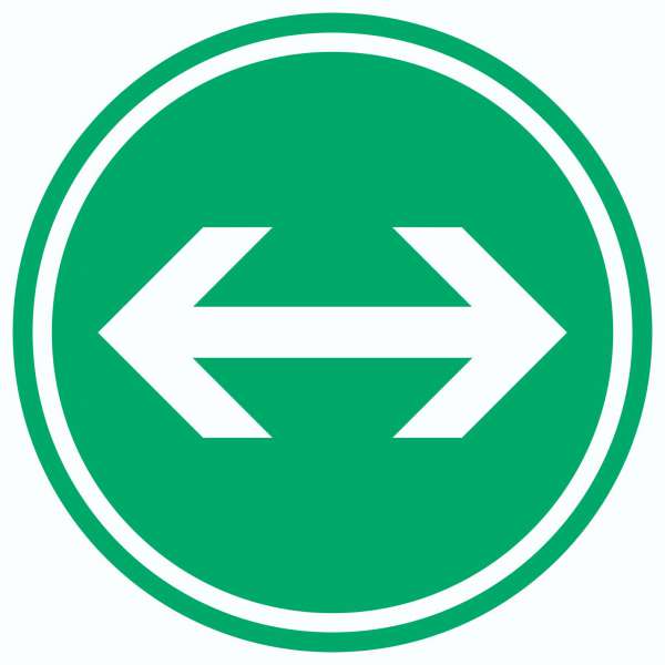 Richtungspfeil rechts links Aufkleber Kreis weiss grün Pfeil