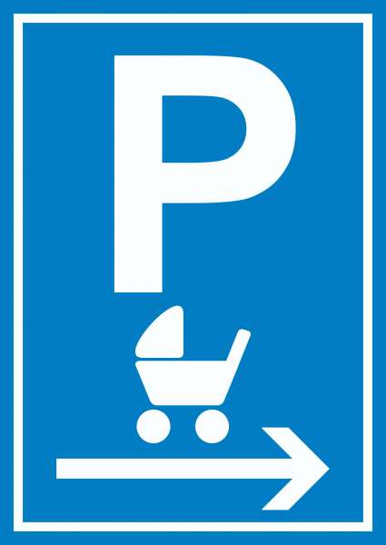 Kinderwagen Parkplatz rechts Schild