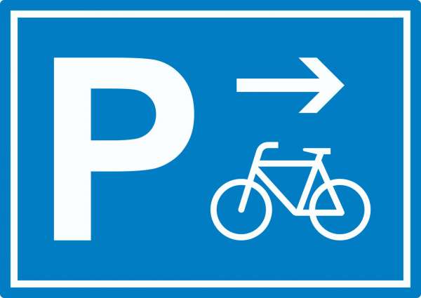 Fahrrad Parkplatz Aufkleber mit Richtungspfeil rechts waagerecht