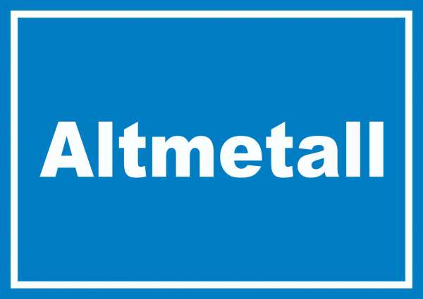 Altmetall Mülltrennung Schild mit Text waagerecht