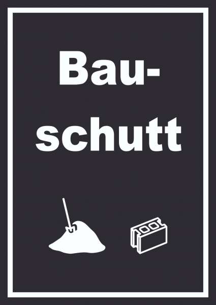 Bauschutt Mülltrennung Schild Text Symbol Ziegel Baustein hochkant