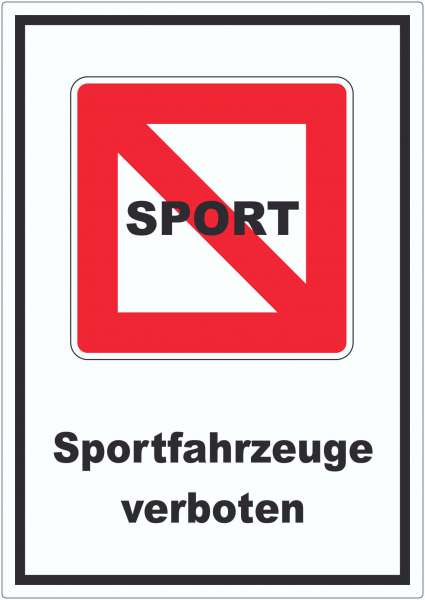 Fahrverbot für Sportboote Symbol und Text Sportfahrzeuge verboten