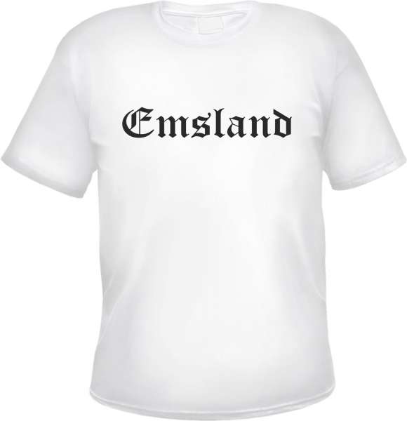 Emsland Herren T-Shirt - Altdeutsch - Weißes Tee Shirt