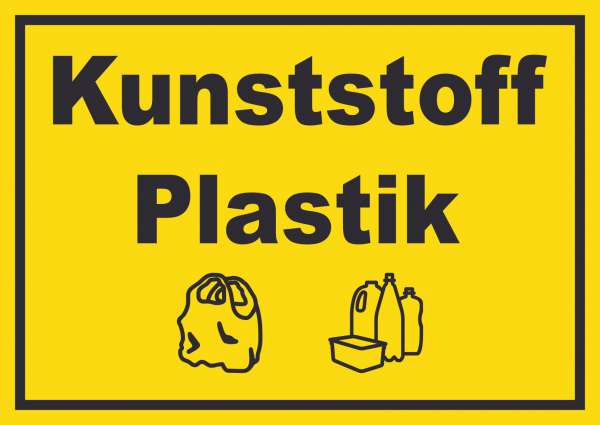 Kunststoff Plastik Mülltrennung Schild Text Symbol shopping bag waagerecht