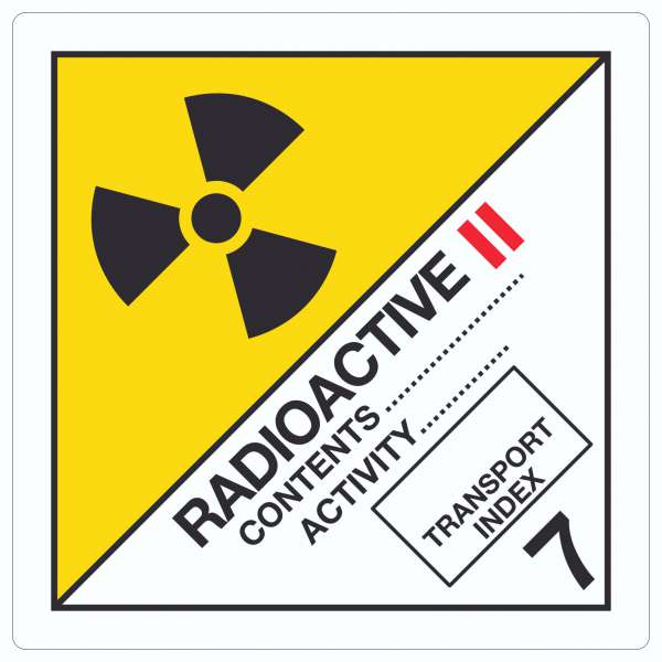 Aufkleber Quadrat radioaktive Stoffe Symbol Radioactive II-GELB