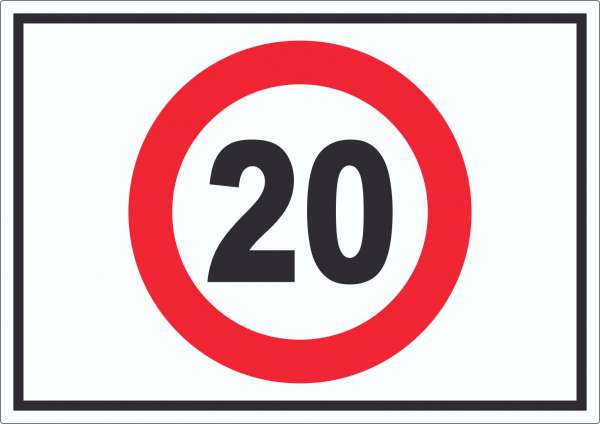 Tempo 20 km/h Geschwindigkeitsbegrenzung Aufkleber Symbol