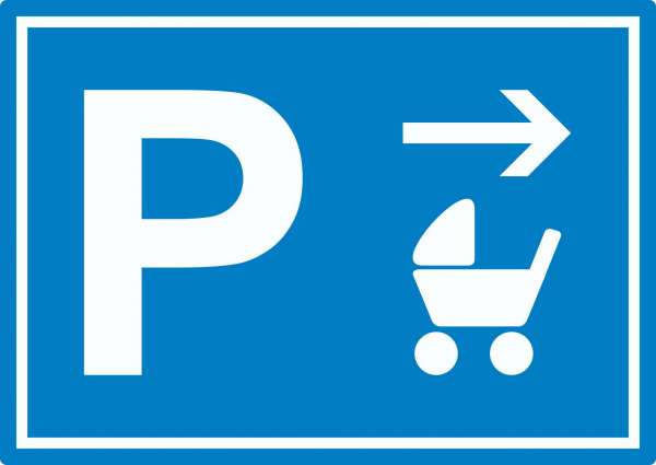 Kinderwagen Parkplatz Aufkleber mit Richtungspfeil rechts waagerecht