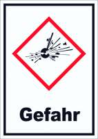 Schild Instabile explosive Stoffe Gefahr Explosion hochkant Schild Instabile explosive Stoffe Gefahr Explosion hochkant