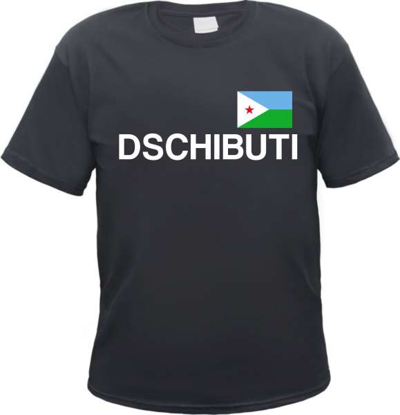 Dschibuti Herren T-Shirt - Blockschrift mit Flagge - Tee Shirt