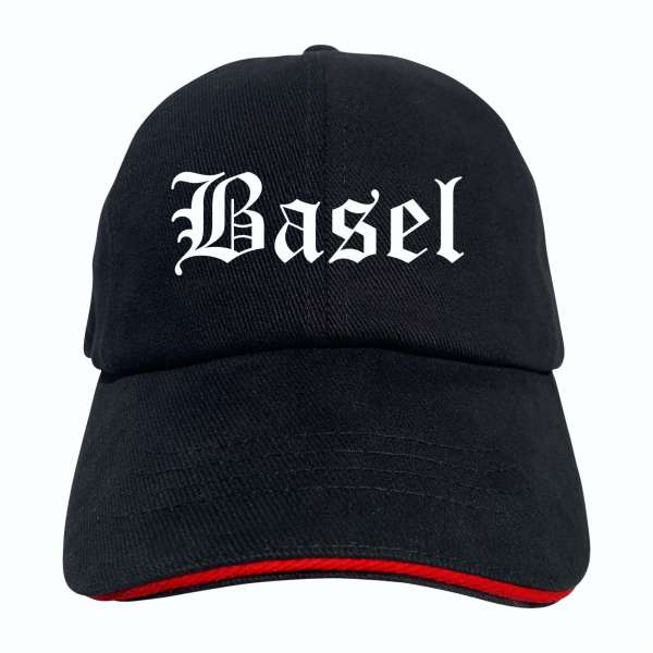 Basel Cappy - Altdeutsch bedruckt - Schirmmütze - Schwarz-Rotes Cap