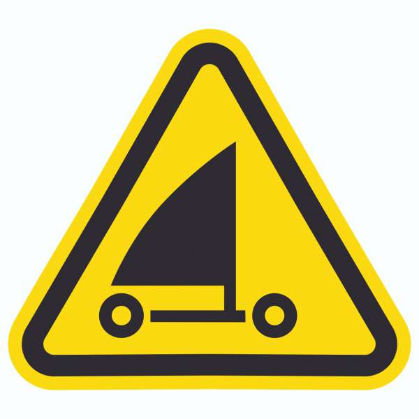 Aufkleber Dreick Warnung Strandsegler Symbol