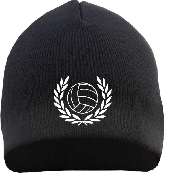 Lorbeerkranz mit Fußball Beanie Mütze - Bestickt - Strickmütze Wintermütze