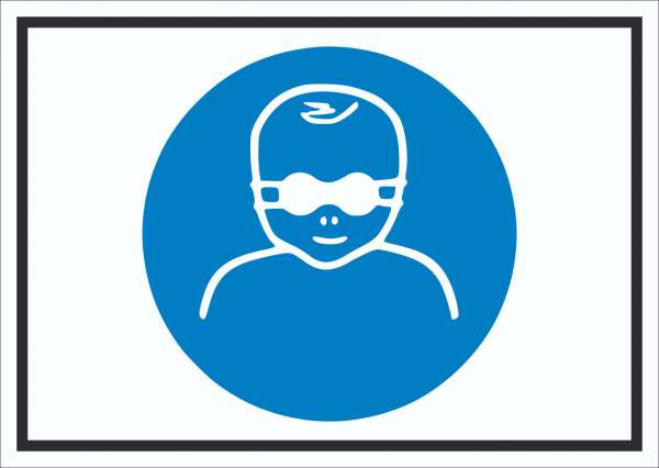 Kleinkinder mit weitgehend lichtundurchlässige Augenschutz schützen Symbol Schild