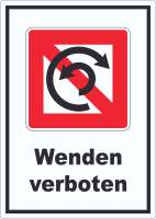 Wenden verboten Symbol und Text Wendeverbot Wenden verboten Symbol und Text Wendeverbot