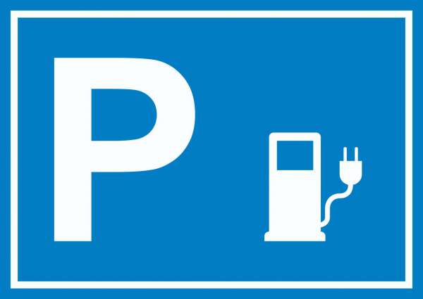 Stromtankstelle Parkplatz Schild waagerecht