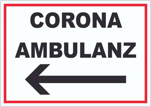 Corona Ambulanz mit Pfeil nach links Aufkleber