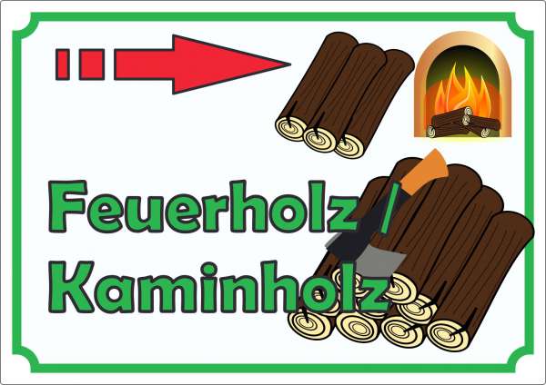 Werbeaufkleber Aufkleber Feuerholz mit Pfeil nach rechts