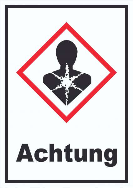 Schild Gesundheitsgefahr Achtung Sensibilisierung der Atemwege hochkant