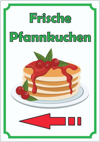 Frische Pfannkuchen Aufkleber Hochkant mit Pfeil links