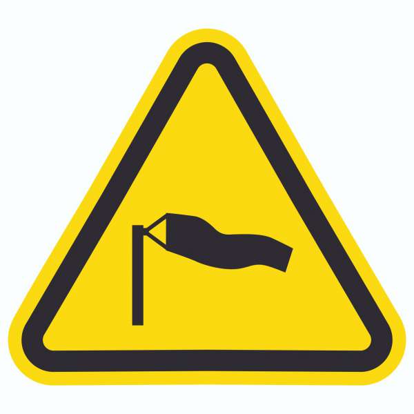 Aufkleber Dreick Warnung starker Wind Symbol