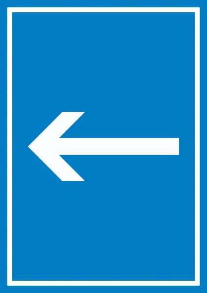 Richtungspfeil links Schild hochkant weiss blau Pfeil