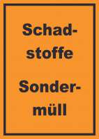 Schadstoffe Sondermüll Mülltrennung Schild mit Text hochkant Schadstoffe Sondermüll Mülltrennung Schild mit Text hochkant